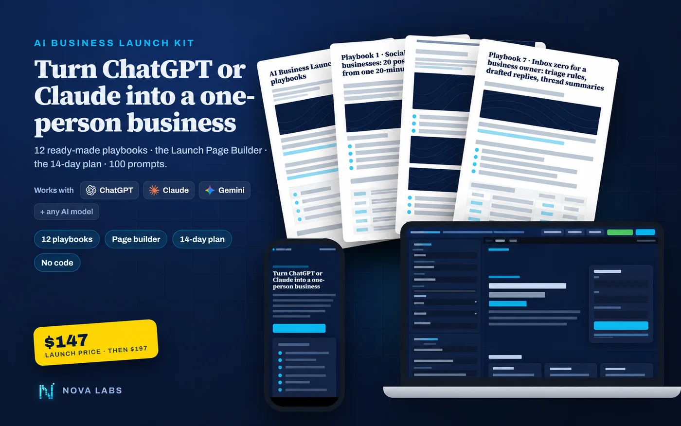 Nova Labs AI Business Launch Kit and its playbook collection